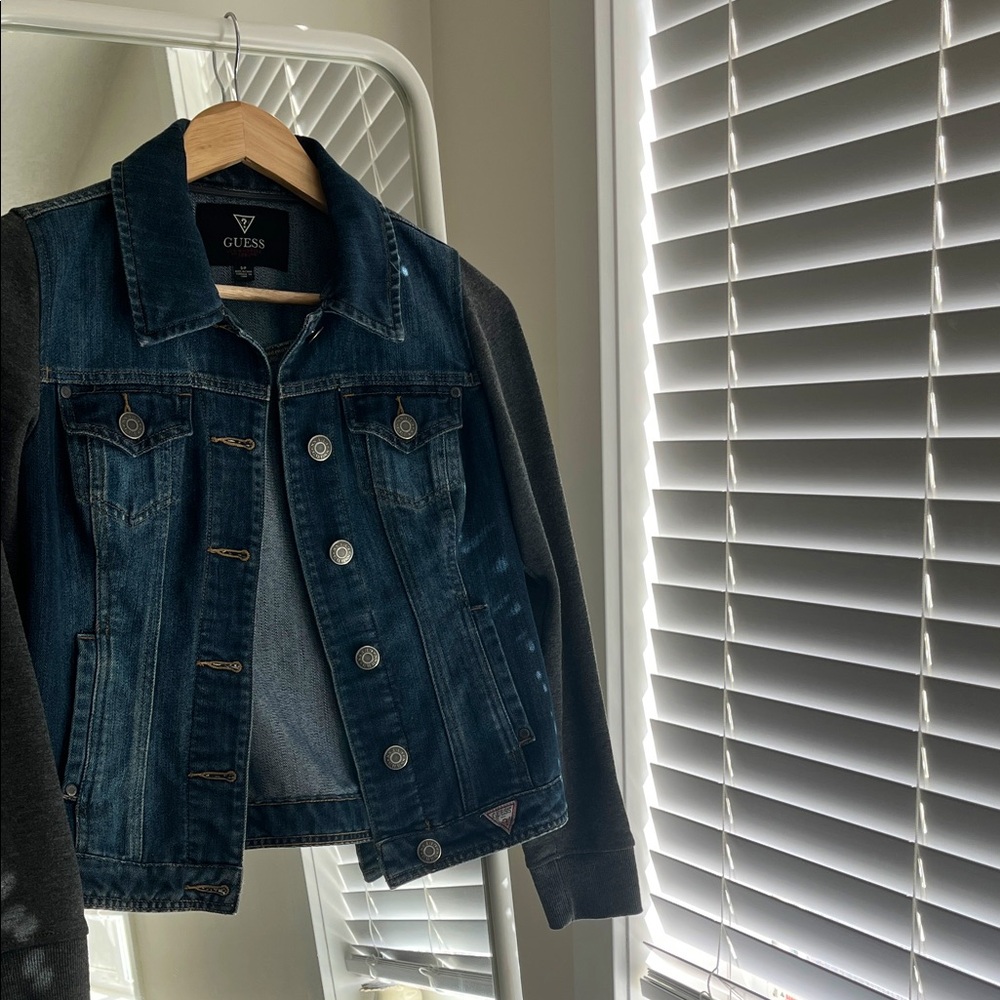 Guess Blue Denim Jacket with Dark Sleeves